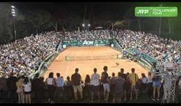 Fans pack the AON Open Challenger in Genova.