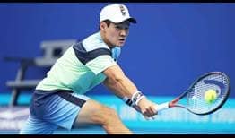 Qualifier Soonwoo Kwon was strong on serve to beat fifth seed Lucas Pouille on Wednesday in Zhuhai.