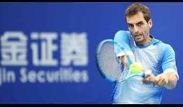 Albert Ramos-Vinolas battles through to his fourth ATP Tour semi-final of the year with victory over Gael Monfils on Friday in Zhuhai.