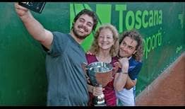 Marco Trungelliti celebrates his second ATP Challenger Tour title with his family in Florence.