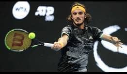 Stefanos Tsitsipas records his 40th match win of 2019 with victory over defending champion Nikoloz Basilashvili on Thursday in Beijing.