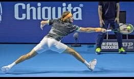 Stefanos Tsitsipas defeats Ricardas Berankis in three sets to reach the Basel quarter-finals for the second consecutive year.