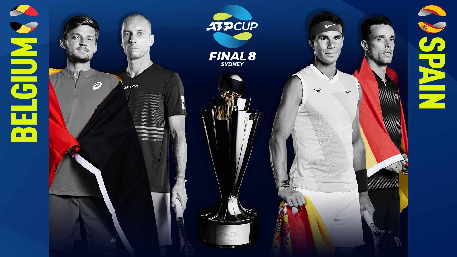 Belgium and Spain will meet in the night session on 10 January at the ATP Cup.