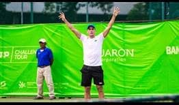 Attila Balazs celebrates his first ATP Challenger Tour title in nearly 10 years, in Bangkok.