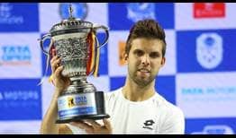 Jiri Vesely lifts his first ATP Tour title in five years at the Tata Open Maharashtra on Sunday.