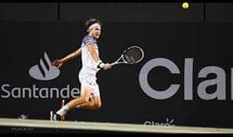 Dominic Thiem trails by a set and a break in his Rio de Janeiro quarter-final against Gianluca Mager.