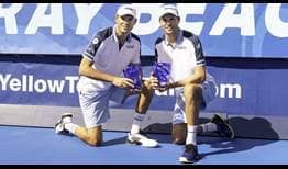 Bob Bryan and Mike Bryan capture a record-extending sixth Delray Beach Open by VITACOST.com title as a team on Sunday.