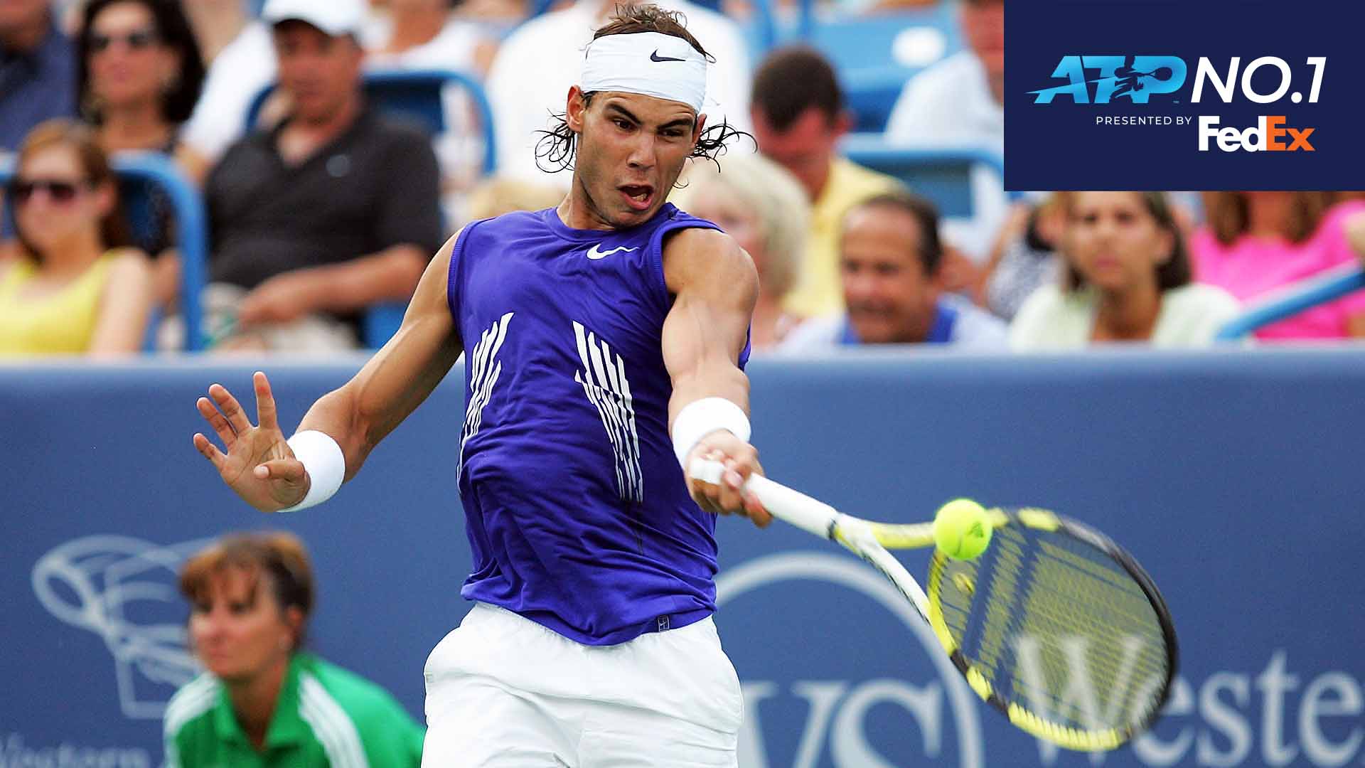 Rafael Nadal beat Nicolas Lapentti in the 2008 Western & Southern Open quarter-finals to guarantee his rise to No. 1 in the FedEx ATP Rankings.