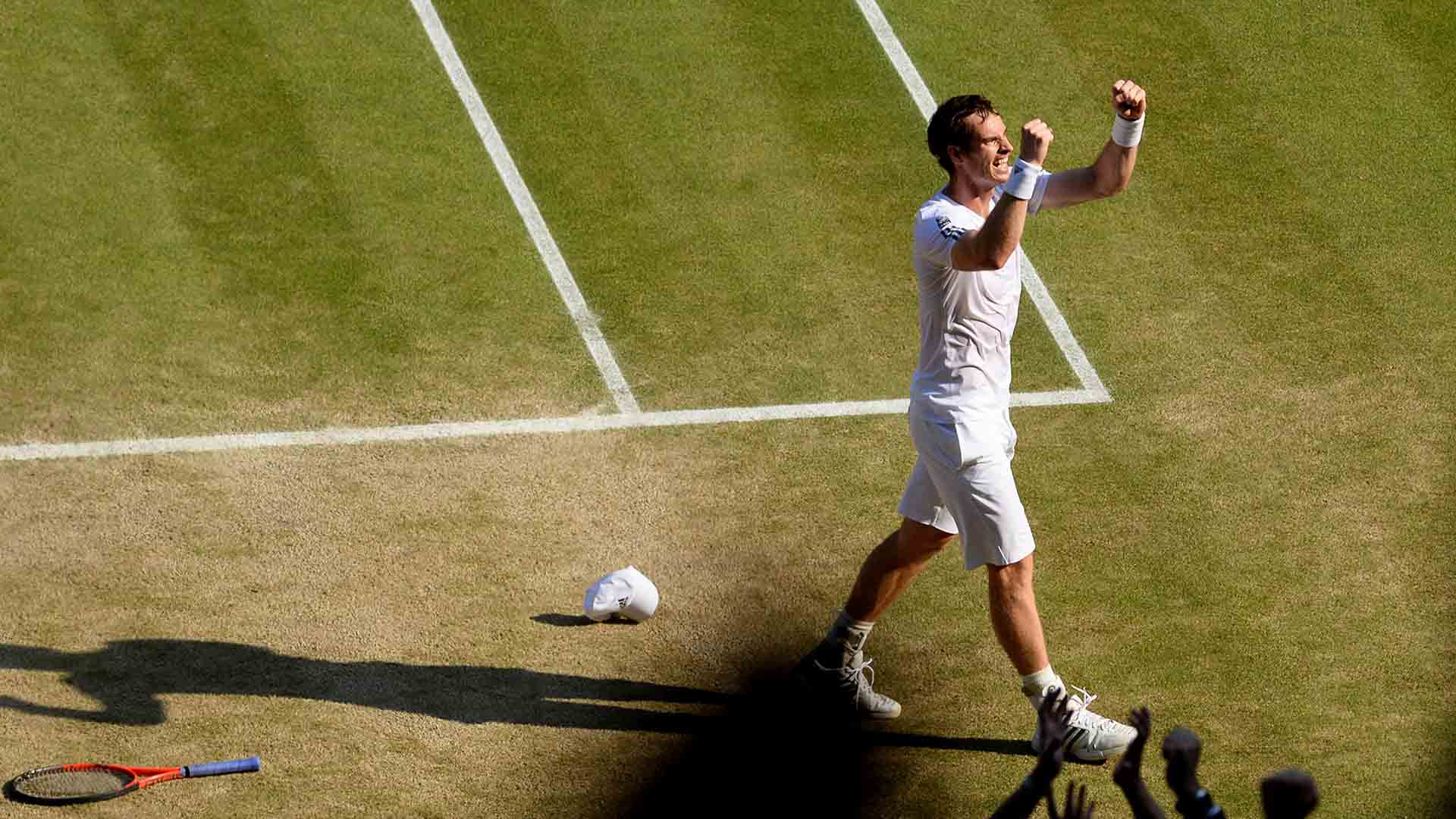 <a href='https://www.atptour.com/en/players/andy-murray/mc10/overview'>Andy Murray</a> defeats <a href='https://www.atptour.com/en/players/novak-djokovic/d643/overview'>Novak Djokovic</a> in straight sets to claim his maiden <a href='https://www.atptour.com/en/tournaments/wimbledon/540/overview'>Wimbledon</a> title in 2013.