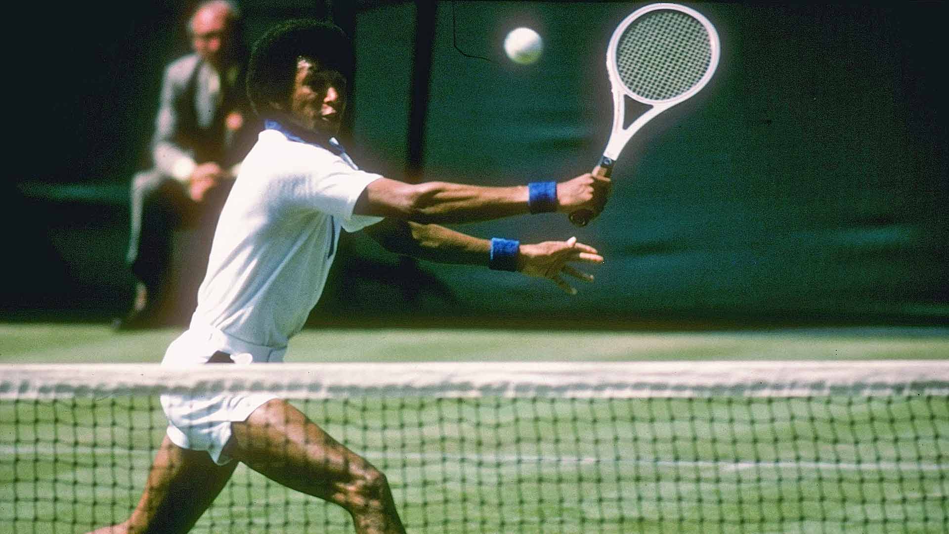 On Saturday, 5 July 1975, Arthur Ashe beat Jimmy Connors 6-1, 6-1, 5-7, 6-4 on Centre Court for the Wimbledon title.