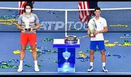Raonic Djokovic WS Open 2020 Trophy Ceremony