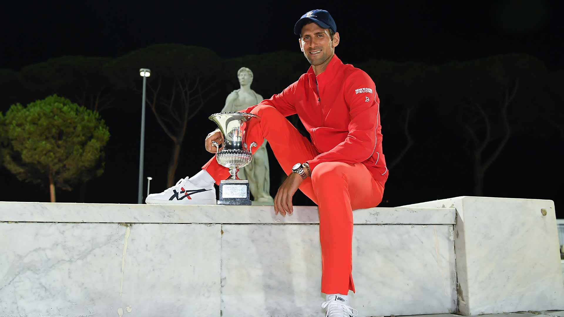 Novak Djokovic celebrates his fifth title in Rome and 36th ATP Masters 1000 crown.