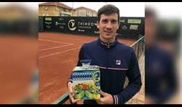 Facundo Bagnis is the champion at the ATP Challenger Tour event in Biella, Italy, in 2020.