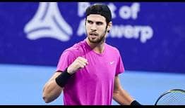 Khachanov Antwerp 2020 Thursday Celebration