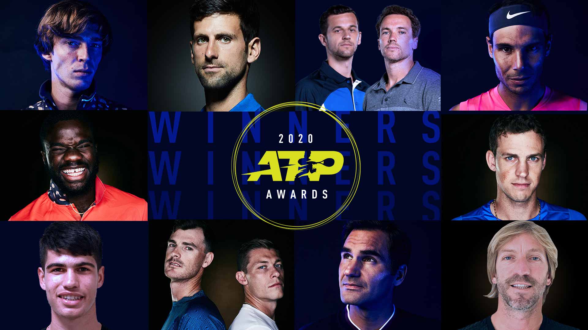 2020 ATP Awards Winners | Alcaraz, Federer, Nadal, Pospisil, Rublev, Tiafoe, Vicente, Murray & Skupski