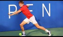 David Goffin saves five match points against doubles partner Pierre-Hugues Herbert in Antalya on Thursday.
