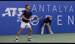 Second seed David Goffin sweeps past Stefano Travaglia on Monday for a place in the Antayla semi-finals.