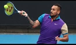 Nick Kyrgios fights hard to beat Alexander Muller on his ATP Tour return Tuesday at the Murray River Open.
