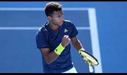 Third seed Felix Auger-Aliassime sweeps past Corentin Moutet at the Murray River Open on Saturday for a place in the final.