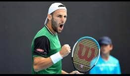Stefano Travaglia reaches his first ATP Tour final after beating Thiago Monteiro at the Great Ocean Road Open on Saturday.