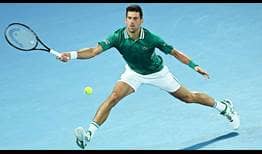 Djokovic Australian Open 2021 Day 9 Stretch