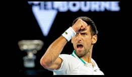 Novak Djokovic celebra su novena clasificación a la final del Abierto de Australia.
