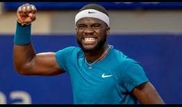 Frances Tiafoe does not face a break point in his first-round victory against Facundo Bagnis on Tuesday in Buenos Aires.