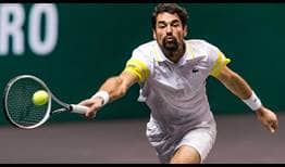 Qualifier Jeremy Chardy beats sixth seed and 2017 finalist David Goffin on Thursday in Rotterdam.