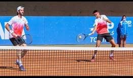 Andrea Vavassori and Lorenzo Sonego stun top seeds Marcelo Melo and Jean-Julien Rojer on Tuesday in Cagliari.