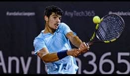 Wild card Carlos Alcaraz, 17, scored back-to-back wins over seeded players to reach his first ATP Tour semi-final at the AnyTech365 Andalucia Open.