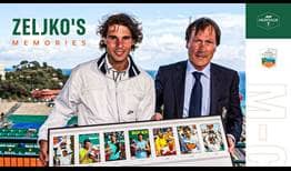 Rafael Nadal, the 11-time Monte-Carlo Rolex Masters champion, poses with Tournament Director Zeljko Franulovic at the Monte Carlo Country Club.