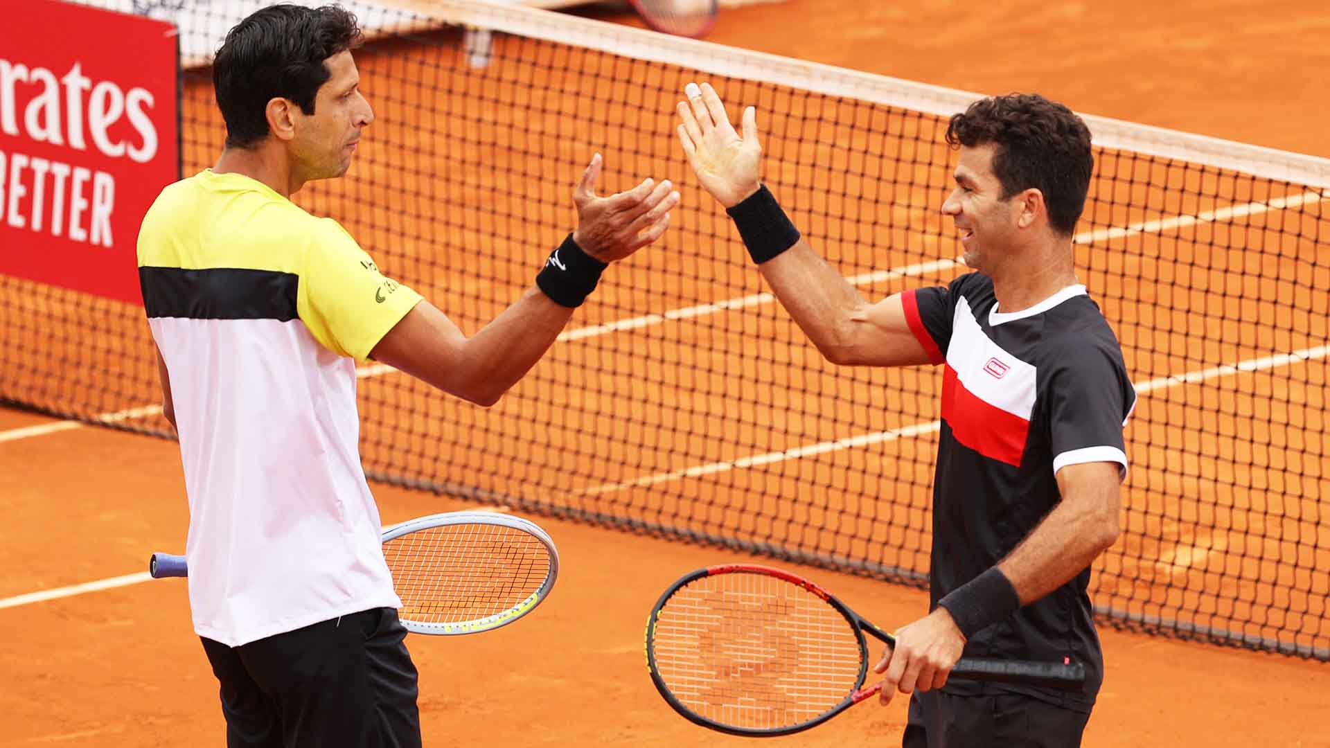 Marcelo Melo and Jean-Julien Rojer saved all seven break points they faced to beat Jamie Murray and Bruno Soares at the Mutua Madrid Open.
