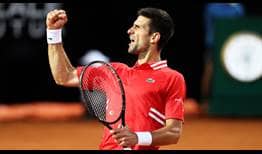 Novak Djokovic celebra un punto en el Internazionali BNL d'Italia 2021.