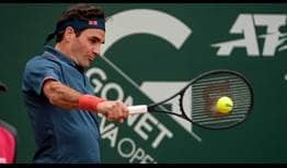 Top seed Roger Federer broke Pablo Andujar's serve for the first time at 1-1 in the second set on Tuesday in Geneva.