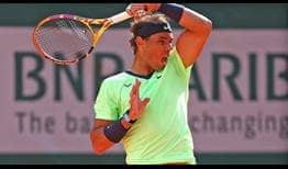 Rafael Nadal hits 31 winners in a straight-sets win on Monday against Jannik Sinner.