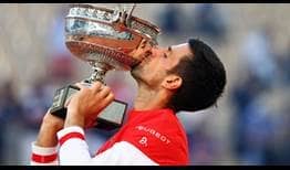 Djokovic Roland Garros 2021 Trophy Kiss
