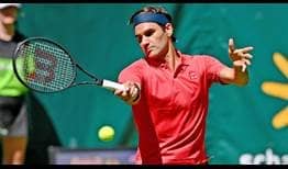 Roger Federer defeats Ilya Ivashka on Monday to begin his pursuit of an 11th Halle title.