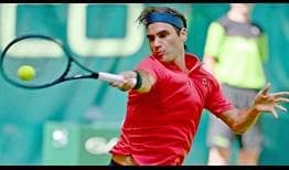 Roger Federer does not lose serve in his first-round victory on Monday against Ilya Ivashka in Halle.