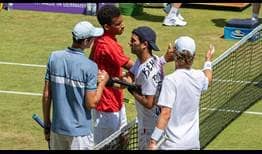 Hubert Hurkacz and Felix Auger-Aliassime defeat Wesley Koolhof and Jean-Julien Rojer on Thursday in Halle.