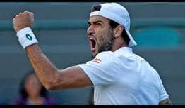 Matteo Berrettini hits 33 winners in a four-set victory against Felix Auger-Aliassime in the Wimbledon quarter-finals.
