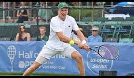 Jenson Brooksby defeats Evgeny Donskoy to earn his first tour-level win on grass.