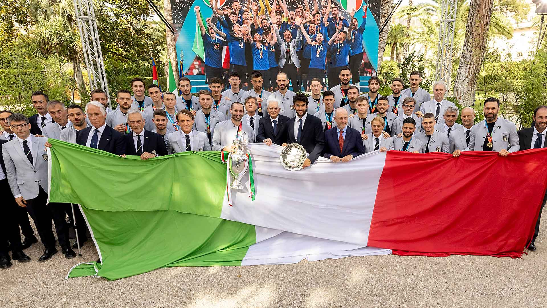 Berrettini and the Italian football team that won the European Championships in London on Sunday.