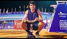 Carlos Alcaraz becomes the youngest ATP Tour titlist in more than a decade with a straight-sets victory against Richard Gasquet on Sunday evening in Umag.