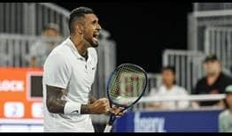 2016 champion Nick Kyrgios fires 15 aces to defeat Kevin Anderson in straight sets at the Truist Atlanta Open.