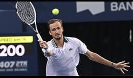Daniil Medvedev closes out a straight-sets victory against James Duckworth to reach the quarter-finals in Toronto.