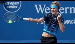 Alexander Zverev does not face a break point in his second-round victory on Wednesday against Lloyd Harris.