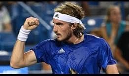 Stefanos Tsitsipas does not lose serve in a straight-sets victory against Sebastian Korda on Wednesday evening in Cincinnati.