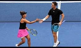 Desirae Krawczyk and Joe Salisbury defeat Marcelo Arevalo and Giuliana Olmos on Saturday at the US Open to win the mixed doubles title. 