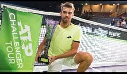 Benjamin Bonzi lifts his sixth ATP Challenger trophy of 2021 in Rennes.