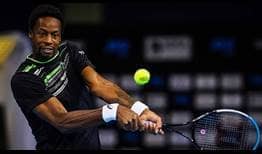 Frenchman Gael Monfils overcomes Gianluca Mager on Friday in Sofia.